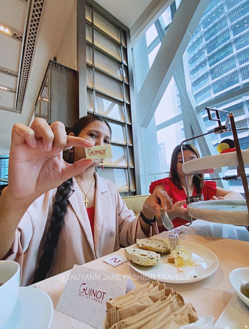 guinot, facial, afternoon tea, pr event, KOL Blogger influencer content creator youtube, weekly vlog, filipino, asian model, mukbang, eating coffee, 1 4
